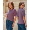 imageArachampampCloz Womens Summer Scalloped Short Sleeve Tops Textured ShirtsGray Purple
