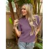 imageArachampampCloz Womens Summer Scalloped Short Sleeve Tops Textured ShirtsGray Purple