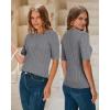 imageArachampampCloz Womens Summer Scalloped Short Sleeve Tops Textured ShirtsGrey