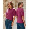 imageArachampampCloz Womens Summer Scalloped Short Sleeve Tops Textured ShirtsHot Pink