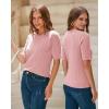 imageArachampampCloz Womens Summer Scalloped Short Sleeve Tops Textured ShirtsPink