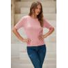 imageArachampampCloz Womens Summer Scalloped Short Sleeve Tops Textured ShirtsPink