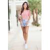 imageArachampampCloz Womens Summer Scalloped Short Sleeve Tops Textured ShirtsPink