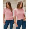 imageArachampampCloz Womens Summer Scalloped Short Sleeve Tops Textured ShirtsPink