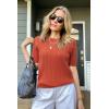 imageArachampampCloz Womens Summer Scalloped Short Sleeve Tops Textured ShirtsRust Orange