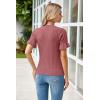 imageArachampampCloz Womens Summer Scalloped Short Sleeve Tops Textured ShirtsXdusty Red