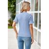 imageArachampampCloz Womens Summer Scalloped Short Sleeve Tops Textured ShirtsXlight Blue