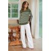 imageArachampampCloz Womens Wool Blend Classic Crew Neck Casual Fall SweatersArmy Greenwhite