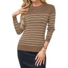 imageArachampampCloz Womens Wool Blend Classic Crew Neck Casual Fall SweatersBrown Coffeebeige