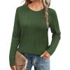 imageArachampampCloz Womens Fall Textured Soft Sweaters Scalloped Neck Long Sleeve ShirtsAmry Green