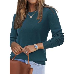 imageArachampampCloz Womens Wool Blend Classic Crew Neck Casual Fall SweatersAbluish Green