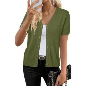 imageArachampampCloz Womens Wool Blend Summer Business Casual Cardigan Sweaters 2025Grass Green