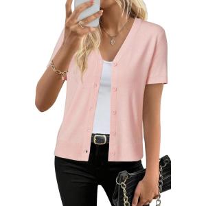 imageArachampampCloz Womens Wool Blend Summer Business Casual Cardigan Sweaters 2025Light Pink