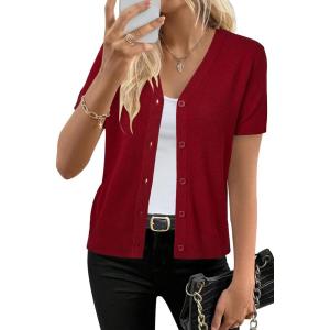 imageArachampampCloz Womens Wool Blend Summer Business Casual Cardigan Sweaters 2025Red