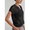 imageArachampampCloz 2025 Womens Crochet Cap Sleeve Knit Tops Spring Summer Shirts Lightweight Collared Hollow Out Casual BlousesBlack