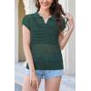 imageArachampampCloz 2025 Womens Crochet Cap Sleeve Knit Tops Spring Summer Shirts Lightweight Collared Hollow Out Casual BlousesGreen