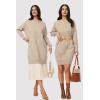 imageArachampampCloz Womens Fall Fashion 2024 Sweater Dress Oversized Crew Neck Long Sleeve Knit Pullover Winter ClothesApricot