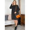 imageArachampampCloz Womens Fall Fashion 2024 Sweater Dress Oversized Crew Neck Long Sleeve Knit Pullover Winter ClothesBlack