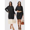 imageArachampampCloz Womens Fall Fashion 2024 Sweater Dress Oversized Crew Neck Long Sleeve Knit Pullover Winter ClothesBlack