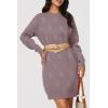 imageArachampampCloz Womens Fall Fashion 2024 Sweater Dress Oversized Crew Neck Long Sleeve Knit Pullover Winter ClothesGrey Purple