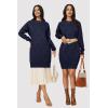 imageArachampampCloz Womens Fall Fashion 2024 Sweater Dress Oversized Crew Neck Long Sleeve Knit Pullover Winter ClothesNavy