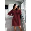 imageArachampampCloz Womens Fall Fashion 2024 Sweater Dress Oversized Crew Neck Long Sleeve Knit Pullover Winter ClothesWine