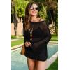 imageArachampampCloz Womens Linen Summer Lightweight Crochet Tops Beach Cover Up 2025Black