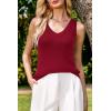 imageArachampampCloz Womens Non See Through Double VNeck Summer Casual Tanks 2025Burgundy Red