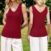 imageArachampampCloz Womens Non See Through Double VNeck Summer Casual Tanks 2025Burgundy Red