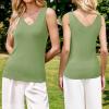 imageArachampampCloz Womens Non See Through Double VNeck Summer Casual Tanks 2025Leaves Green