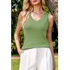 imageArachampampCloz Womens Non See Through Double VNeck Summer Casual Tanks 2025Leaves Green