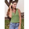 imageArachampampCloz Womens Non See Through Double VNeck Summer Casual Tanks 2025Leaves Green