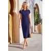 imageArachampampCloz Womens Soft 2 Piece Sets Summer Polo Shirt and Midi Skirt Sweaters Outfits 2025Dark Blue
