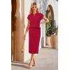 imageArachampampCloz Womens Soft 2 Piece Sets Summer Polo Shirt and Midi Skirt Sweaters Outfits 2025Red
