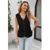 imageArachampampCloz Womens Sweater Vest Tops 2025 Summer Knit V Neck Cardigan Sleeveless Button Textured Business Casual OutfitsBlack