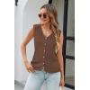 imageArachampampCloz Womens Sweater Vest Tops 2025 Summer Knit V Neck Cardigan Sleeveless Button Textured Business Casual OutfitsCoffee