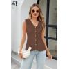 imageArachampampCloz Womens Sweater Vest Tops 2025 Summer Knit V Neck Cardigan Sleeveless Button Textured Business Casual OutfitsCoffee