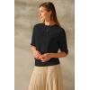 imageArachampampCloz Womens Wool Blend Summer Seamless Half Sleeve Tops 2025Black