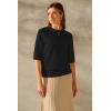 imageArachampampCloz Womens Wool Blend Summer Seamless Half Sleeve Tops 2025Black