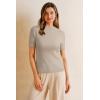 imageArachampampCloz Womens Wool Blend Summer Seamless Tops Slim Fit Shirts 2025Beige