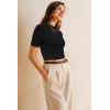 imageArachampampCloz Womens Wool Blend Summer Seamless Tops Slim Fit Shirts 2025Black