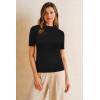 imageArachampampCloz Womens Wool Blend Summer Seamless Tops Slim Fit Shirts 2025Black