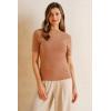 imageArachampampCloz Womens Wool Blend Summer Seamless Tops Slim Fit Shirts 2025Camel