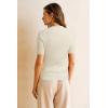 imageArachampampCloz Womens Wool Blend Summer Seamless Tops Slim Fit Shirts 2025White