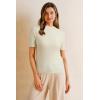 imageArachampampCloz Womens Wool Blend Summer Seamless Tops Slim Fit Shirts 2025White