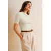 imageArachampampCloz Womens Wool Blend Summer Seamless Tops Slim Fit Shirts 2025White