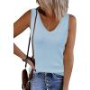 imageArachampampCloz Womens Non See Through Double VNeck Summer Casual Tanks 2025Light Blue