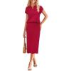 imageArachampampCloz Womens Soft 2 Piece Sets Summer Polo Shirt and Midi Skirt Sweaters Outfits 2025Red