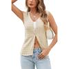 imageArachampampCloz Womens Sweater Vest Tops 2025 Summer Knit V Neck Cardigan Sleeveless Button Textured Business Casual OutfitsOffwhite