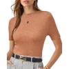 imageArachampampCloz Womens Wool Blend Summer Seamless Tops Slim Fit Shirts 2025Camel